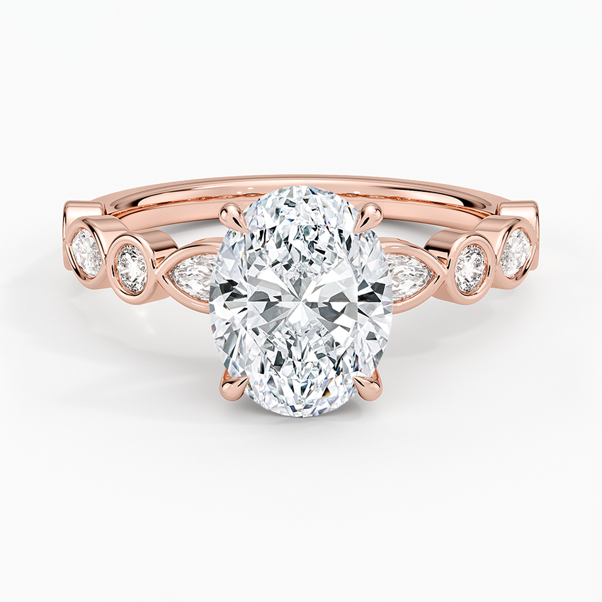 Miniature : Flora - Bezeled Round and Marquise Band
