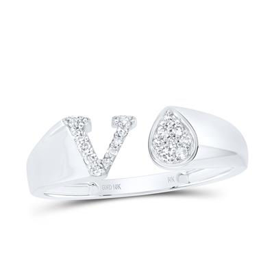 1/10CTW-DIA NK GIFT INITIAL "V" PEAR LADIES RING