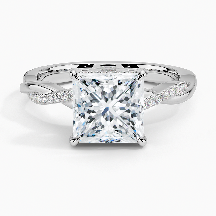 Miniatura: Isabelle - 14k Princess Cut with Twisted Pavé Band and Hidden Halo