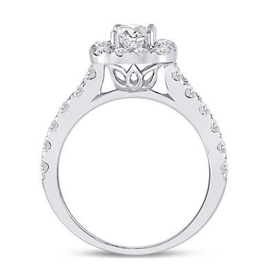 14k White Gold Round Diamond Engagement Ring 1-1/2 Cttw (Certified)