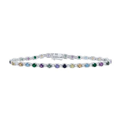 1CTW-DIA ANA M 3 3/4CTW-RD-NAT GEM MULTI CLR SAPPHIRE BRACELET( 7 INCH)