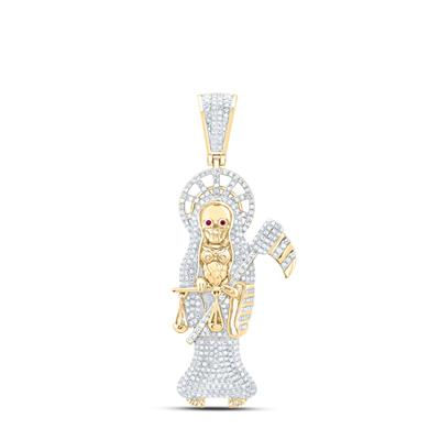 2 1/2-CTW DIA NK SANTA MUERTE MENS CHARM