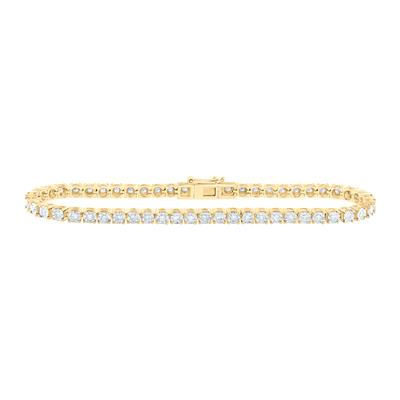 10k Yellow Gold Round Diamond Tennis Bracelet 1 Cttw