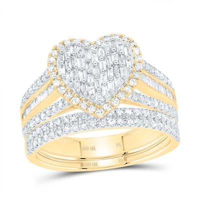 3/4CTW-DIA NK FASHION HEART BRIDAL SET