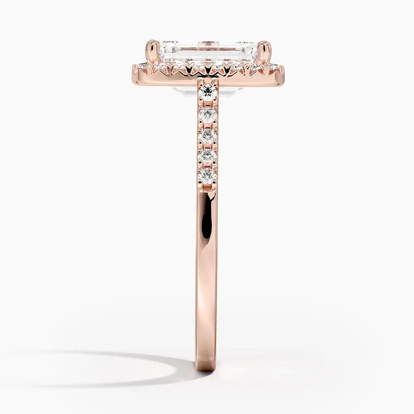 Miniatura: Sonya - 14k Emerald Center with Halo and Pavé Band