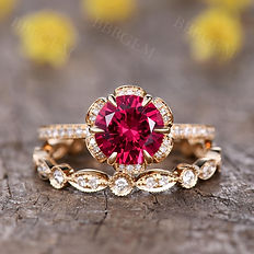 Ruby and Diamond Bridal Set
