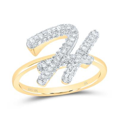 3/8CTW-DIA NK FASHION INITIAL "H" RING