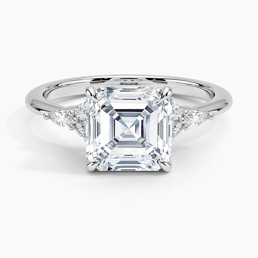 Cleda - 14k Triple Accent Ring with Asscher Center