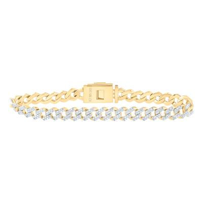 10k Yellow Gold Round Diamond Curb Link Fashion Bracelet 2 Cttw