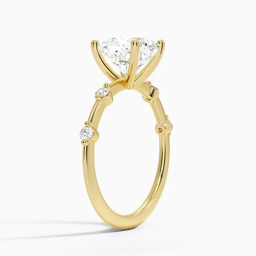Miniatura: Josie - 14k Cushion Cut Center with Round Studded Band