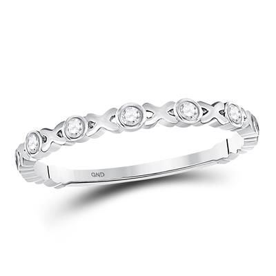 10k White Gold Round Diamond XOXO Love Band Ring 1/12 Cttw