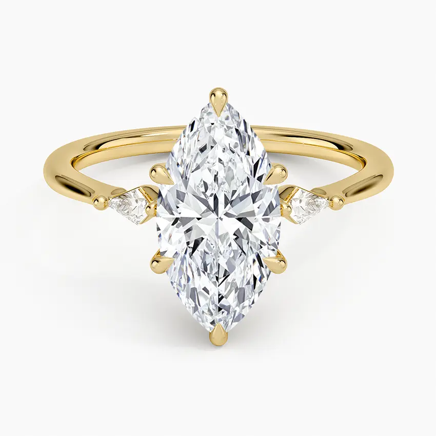 Miniature : Natalie - 14k Marquise Cut Center with Two Pear Side Stones