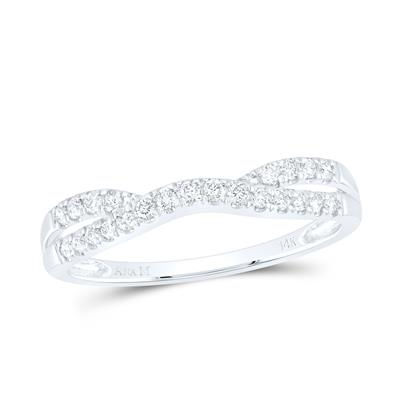 14k White Gold Round Diamond Ring Contour Enhancer Wedding Band 1/4 Cttw
