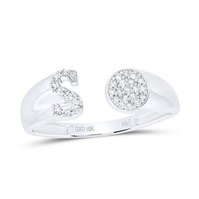 1/8CTW-DIA NK GIFT INITIAL "S" ROUND LADIES RING