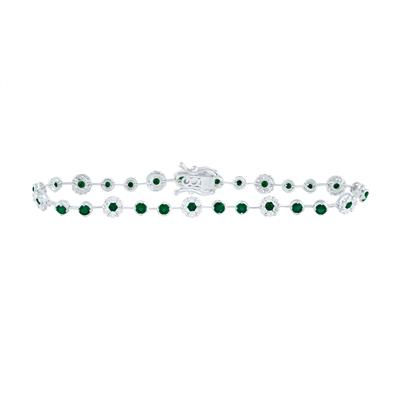 7/8CTW-DIA ANA M 1 1/2CTW RD-EM NAT GEM FASHION FLOWER BRACELET (7 INCH)