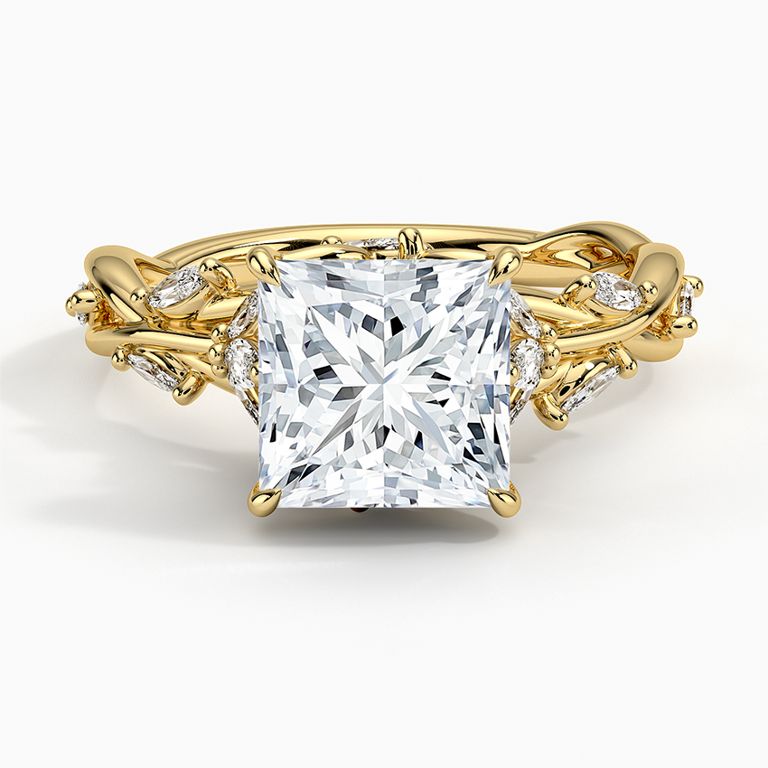 Calla - 14k Princess Cut with Twisted Vine Band