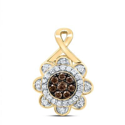 1/5CTW-DIA P1 GIFT COGNAC NATURAL FLOWER PENDANT