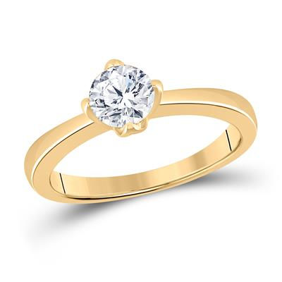 14k Yellow Gold Round Diamond Excellent Ring 3/4 Cttw (Certified)