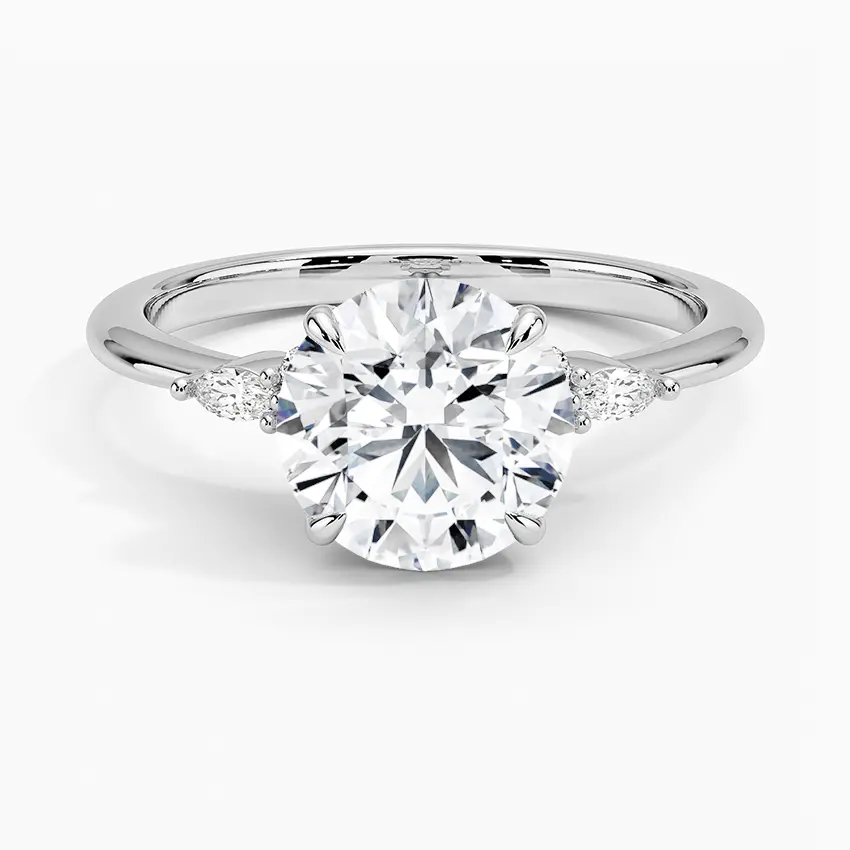 Miniature : Sarah - 14k Triple Accent Ring with Round Center