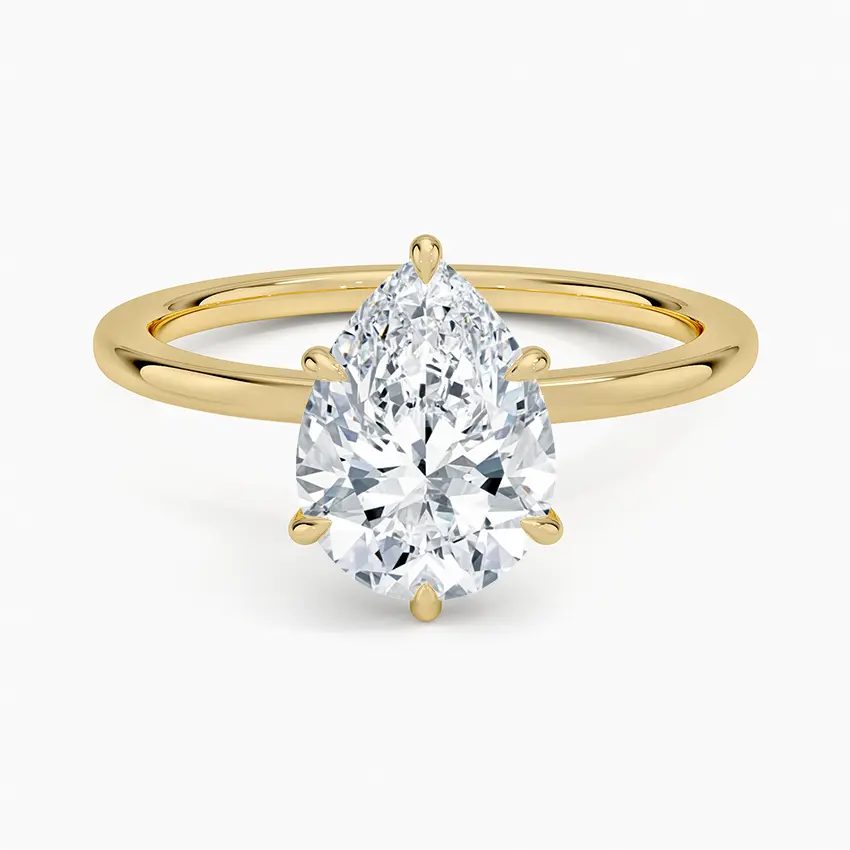 Thumbnail: Aurora - 14k Pear Solitaire with Secret Halo