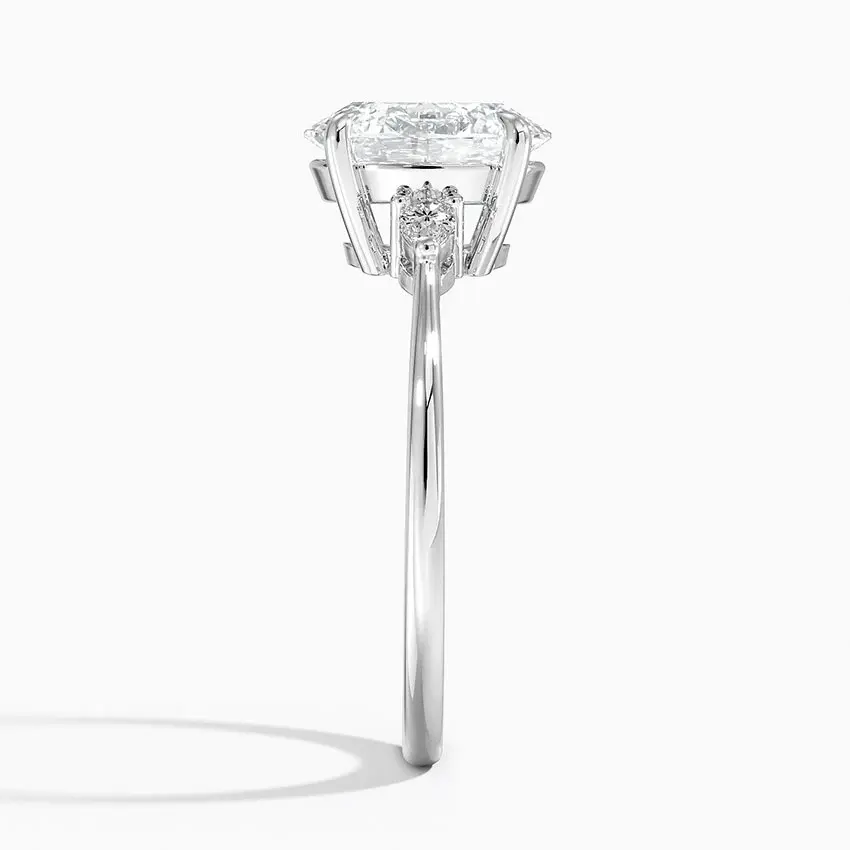 Thumbnail: Fernanda - 14k Three Stone Ring with Oval Center