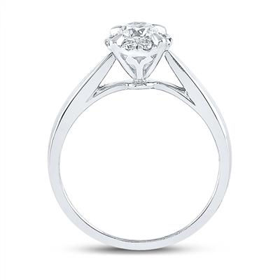 14k White Gold Round Diamond Engagement Ring 1/2 Cttw (Certified)