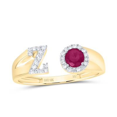 1/8CTW-DIA NK 4 MM RD-RU SYNTHETIC INITIAL "Z" LADIES RING
