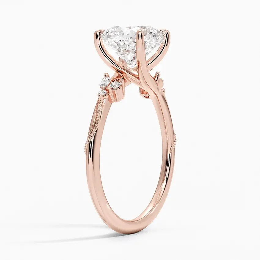 Miniatura: Quinn - 14k Cushion Cut Center with Vine Accent Band