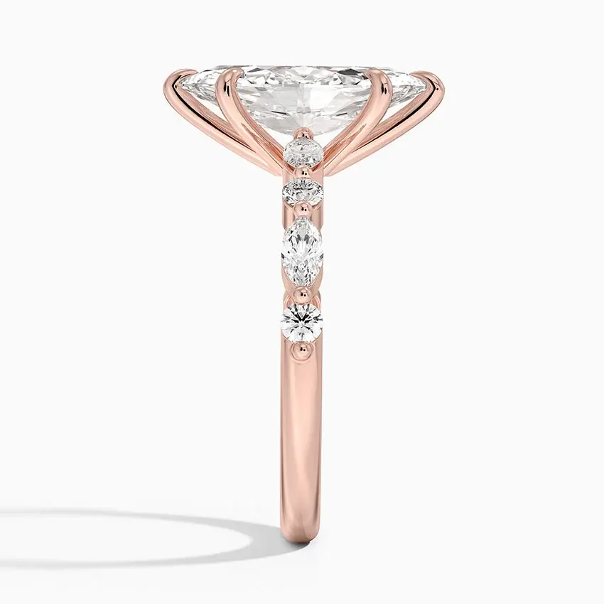 Thumbnail: Josephine - 14k Marquise Cut with Round and Marquise Band