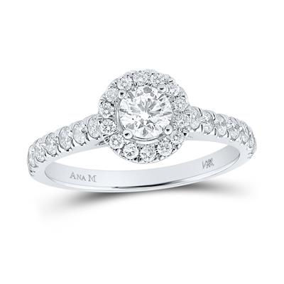 14k White Gold Round Diamond Halo Engagement Ring 1 Cttw (Certified)
