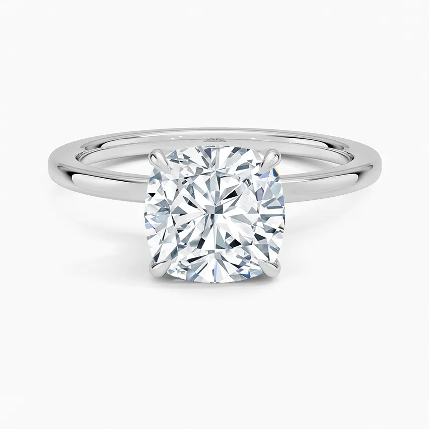 Miniature : Serena - 14k Cushion Solitaire with Secret Halo