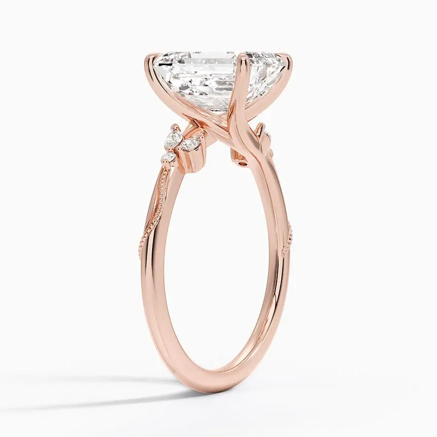 Miniatura: Cora - 14k Emerald Cut Center with Vine Accent Band
