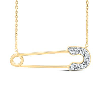 1/8CTW-DIA CN FASHION SAFETY PIN NECKLACE