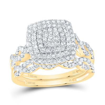 3/4CTW-DIA NK CUSHION DOUBLE HALO BRIDAL SET