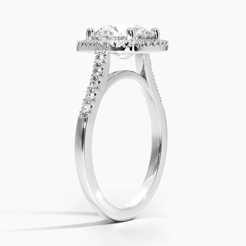 Miniatura: Reneé - 14k Round Center with Halo and Pavé Band