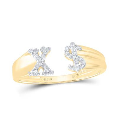 1/8CTW-DIA NK GIFT INITIAL "X" LADIES DOLLAR RING