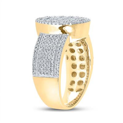 10k Yellow Gold Baguette Diamond Statement Cluster Ring 1 Cttw