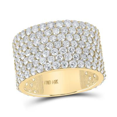 14k Yellow Gold Round Diamond 7-Row Statement Band Ring 7-1/2 Cttw