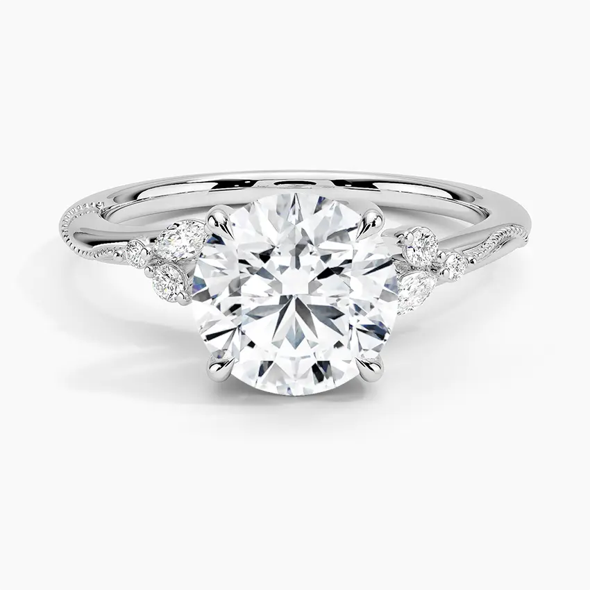 Miniatura: Eden - 14k Round Cut Center with Vine Accent Band