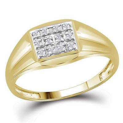 10k Yellow Gold Round Diamond Square Cluster Ring 1/8 Cttw