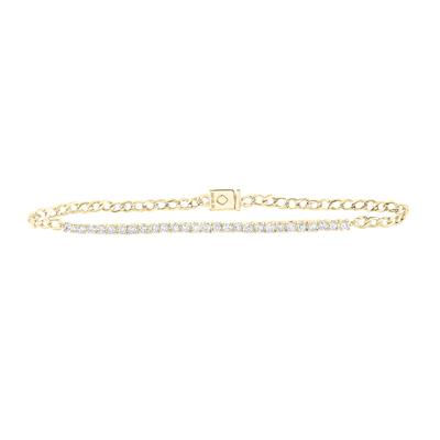 10k Yellow Gold Round Diamond Single Row Fashion Bracelet 3/4 Cttw