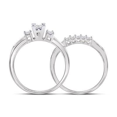10k White Gold Princess Diamond Bridal Set 1/2 Cttw