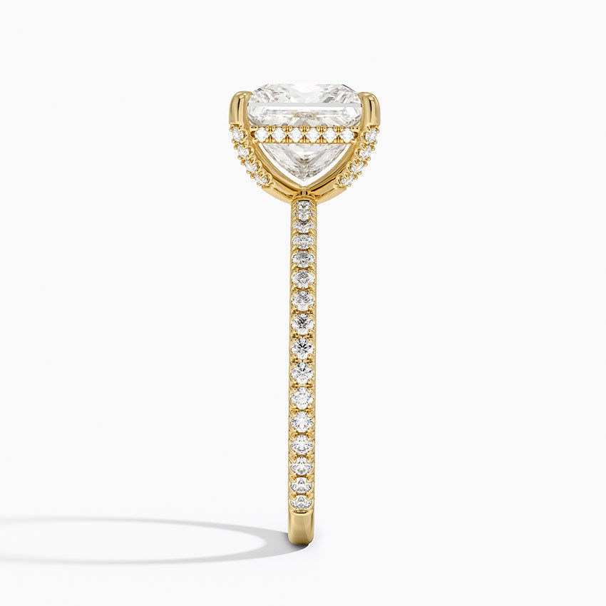 Miniatura: Madison - 14k Princess Cut Center with Studded Claws, Hidden Halo and Pavé Band