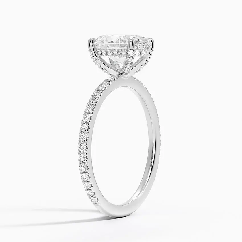 Miniatura: Ella - 14k Oval Center with Studded Claws, Hidden Halo and Pavé Band
