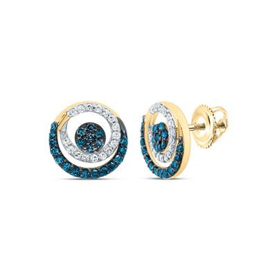 3/8CTW-DIA P1 GIFT BLUE DIAMOND ROUND STUD EARRING