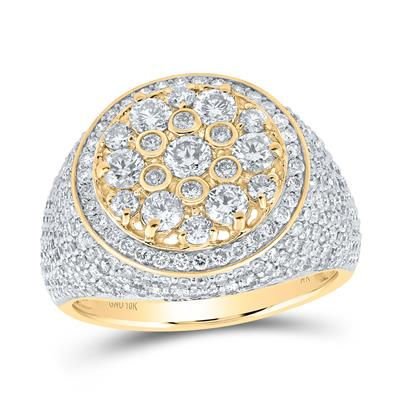 10k Yellow Gold Round Diamond Circle Cluster Ring 3-1/2 Cttw