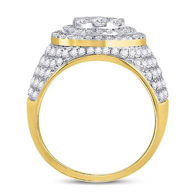 10k Yellow Gold Round Diamond Statement Cluster Ring 2-1/2 Cttw