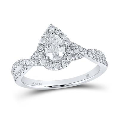 14k White Gold Pear Diamond Engagement Ring 1 Cttw (Certified)