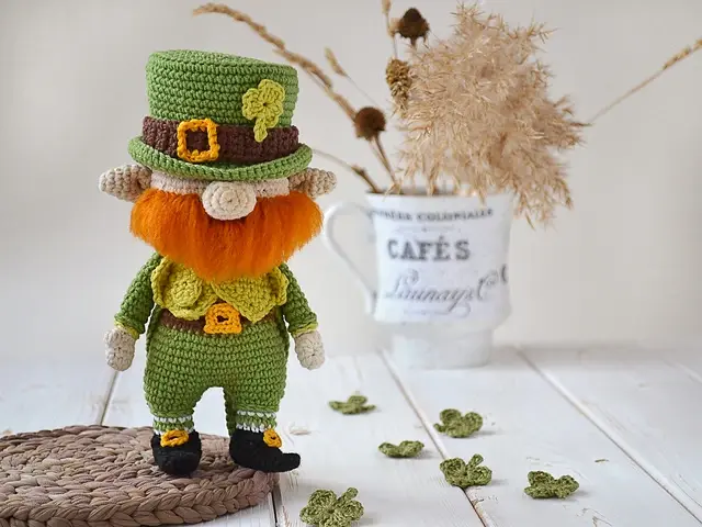 Amigurumi crochet leprechaun gnome doll