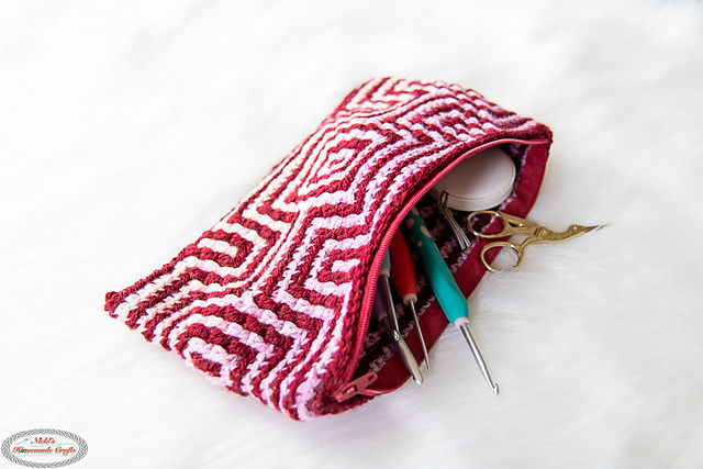 crochet Illusion Squares Mosaic Pouch